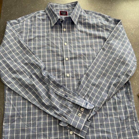UNTUCKit Blue & White Plaid Wrinkle-Free Button-Down Shirt – Size XL Tall - Picture 2 of 16